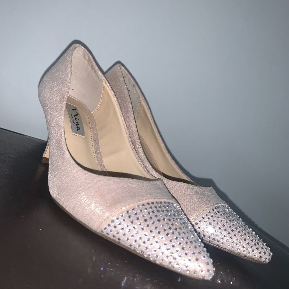 Nina New York rhinestone/suedette pumps